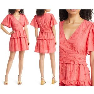 New! BTFL-Life Madie Embroidered Flutter Sleeve Mini Dress nwt 26036